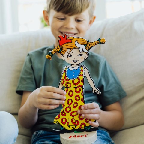 Drewniana lalka Pippi Langstrumpf zestaw przebieranie zabawka dla dzieci