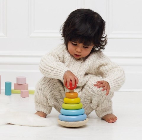 Drewniana układanka zabawka edukacyjna, piramida dla dzieci, Le Toy Van