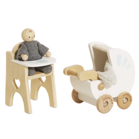 Drewniane mebelki do domku dla lalek zestaw z lalką, zabawka, Le Toy Van