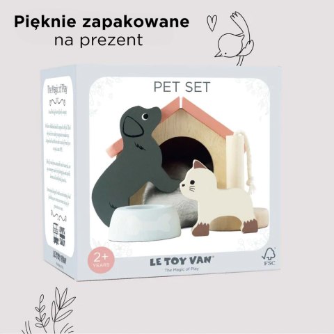 Drewniane mebelki do domku dla lalek zestaw zwierzątka, zabawka, Le Toy Van