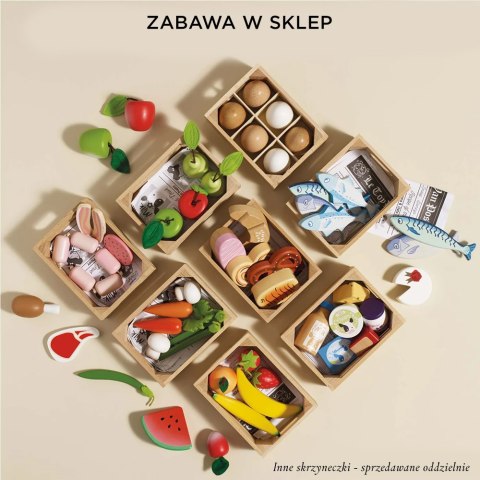 Drewniane warzywa w skrzynce, zabawka dla dzieci, stragan, sklep Le Toy Van