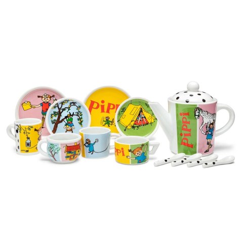 Porcelanowy zestaw do herbaty dla dzieci, Pippi Langstrumpf, naczynia kubki