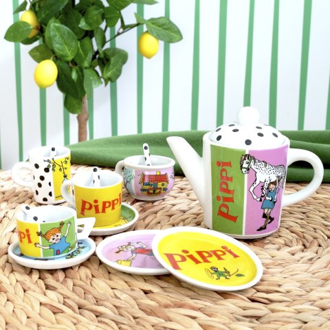 Porcelanowy zestaw do herbaty dla dzieci, Pippi Langstrumpf, naczynia kubki