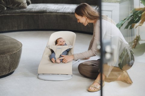 BABYBJORN - leżaczek BALANCE SOFT WOVEN/JERSEY Tri Fabric, Jasny Beż