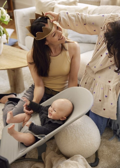 BABYBJORN - leżaczek BALANCE SOFT WOVEN/JERSEY Tri Fabric, Piaskowoszary