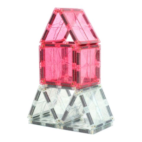 Cleverclixx - Klocki magnetyczne Glitter Tiles Pack Transparent / Pink - 16 el.