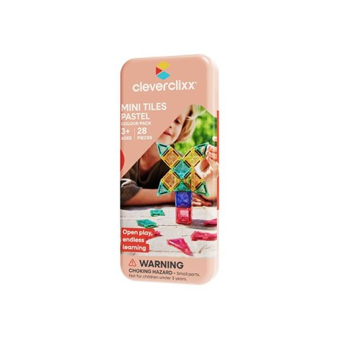 Cleverclixx - Klocki magnetyczne Mini Tiles Pack Pastel 28 el.