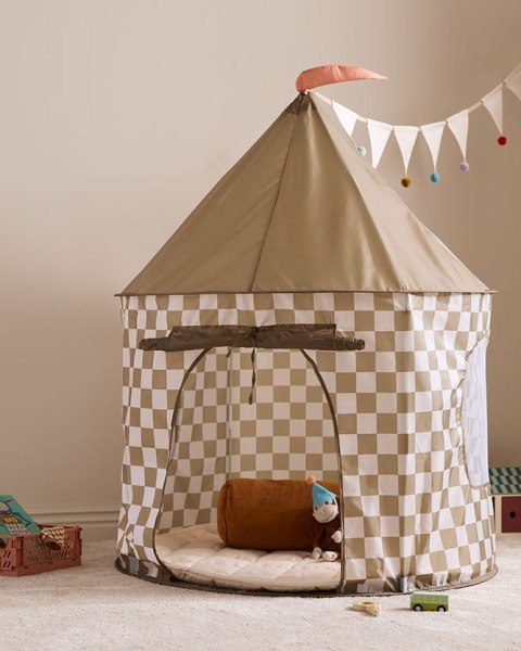 Kid's Concept - Namiot do zabawy w kratę, khaki