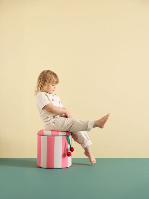 Kid's Concept - pufa cylindryczna ze schowkiem, różowa