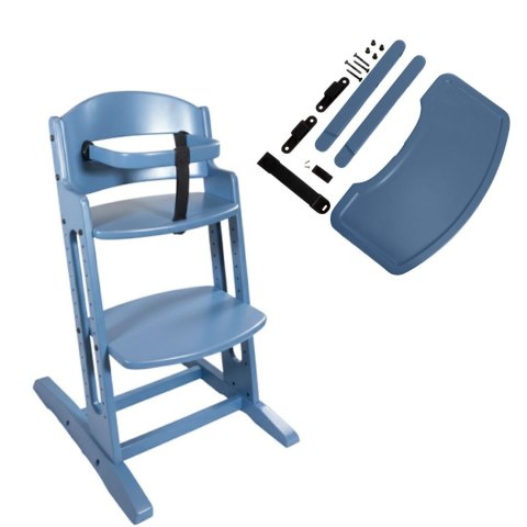 BabyDan - krzesełko do karmienia DanChair + tacka DanTray ZESTAW, dusty blue