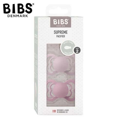 BIBS SUPREME 2-PACK DUSKY LILAC & HEATHER M Smoczek symetryczny kauczuk Hevea