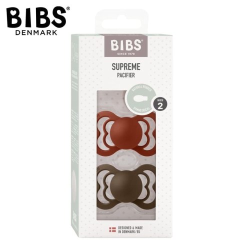 BIBS SUPREME 2-PACK RUST & MOCHA M Smoczek symetryczny kauczuk Hevea