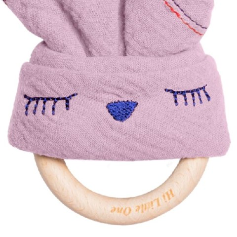 Hi Little One - Przytulanka dou dou z gryzakiem SLEEPY BUNNY z organicznej BIO bawełny Baby Pink Dark