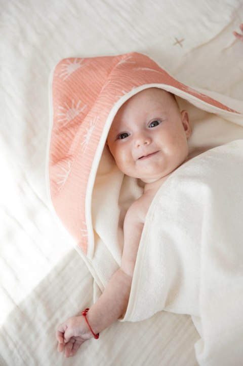 Hi Little One okrycie kąpielowe dla noworodka z kapturem BAMBOO SUN muumee