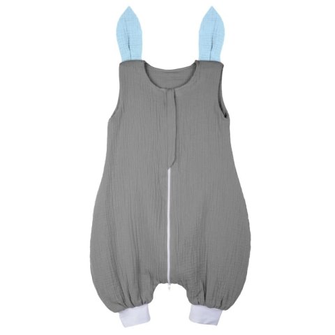 Hi Little One śpiworek do spania z nogawkami dla Niemowlaka TOG 1,0 BIO muślin SLEEPY BUNNY Gray/Baby Blue roz M