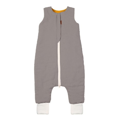 Hi Little One śpiworek dwustronny z nogawkami TOG 1,5 BIO muślin SLIM BAG GREY/MUSTARD roz M