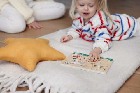 Drewniana układanka puzzle z uchwytami Hello Kitty sorter kształtów zabawka