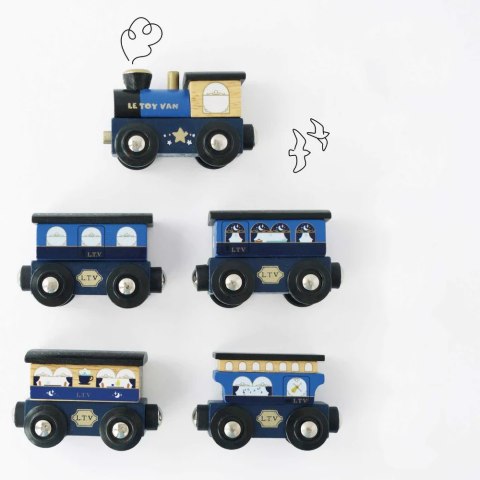 Drewniany pociąg Twilight zestaw z wagonami, zabawka dla dzieci, Le Toy Van