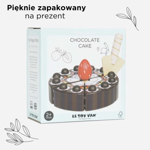 Drewniany tort czekoladowy, zabawka dla dzieci, odgrywanie ról, Le Toy Van