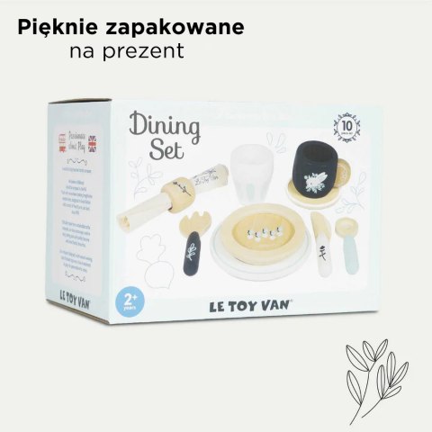 Drewniany zestaw obiadowy, akcesoria kuchenne dla dzieci zabawka Le Toy Van