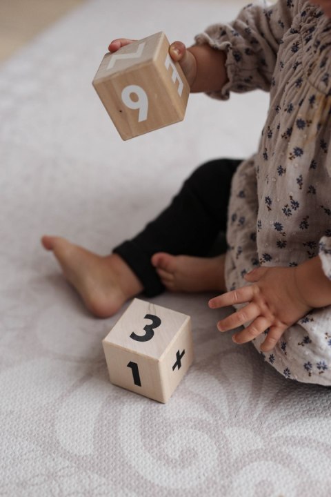 Klocki drewniane matematyczne dla dzieci, zestaw klocków cyferki ooh noo