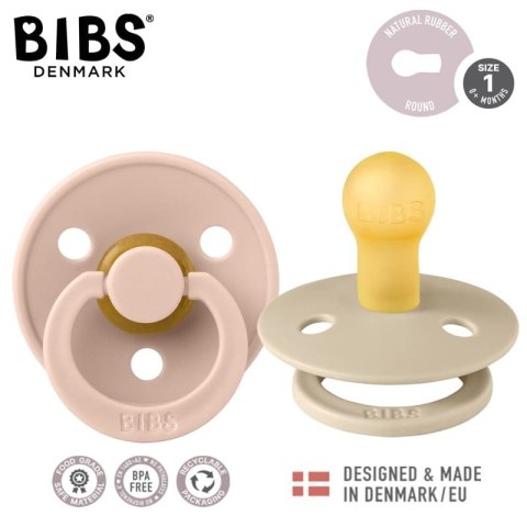 BIBS COLOUR 2-PACK BLUSH & VANILLA S Smoczek Uspokajający kauczuk Hevea