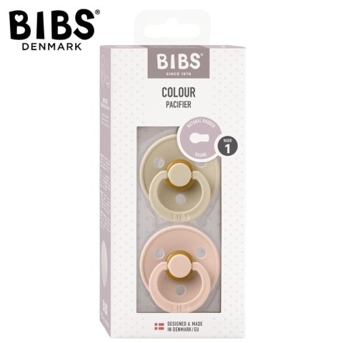BIBS COLOUR 2-PACK BLUSH & VANILLA S Smoczek Uspokajający kauczuk Hevea