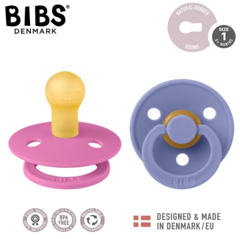 BIBS COLOUR 2-PACK BUBBLEGUM & PERI S Smoczek Uspokajający kauczuk Hevea