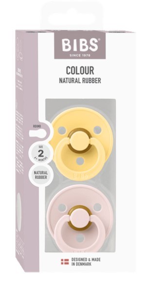 BIBS COLOUR 2-PACK PALE BUTTER & PETAL M Smoczek Uspokajający kauczuk Hevea