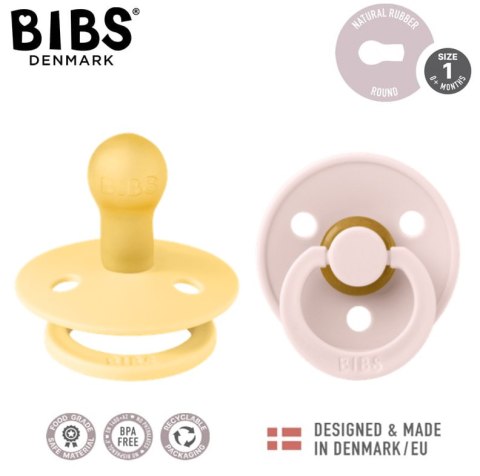 BIBS COLOUR 2-PACK PALE BUTTER & PETAL S Smoczek Uspokajający kauczuk Hevea
