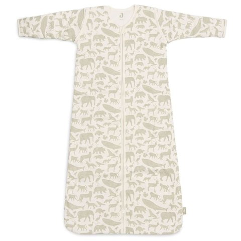 Jollein śpiworek niemowlęcy do spania całoroczny z odpinanymi rękawami ANIMALS OLIVE GREEN 70 cm