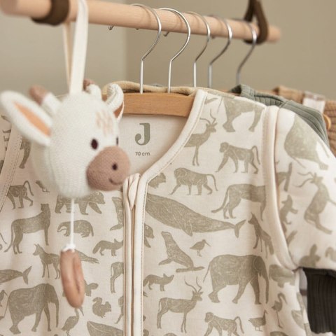Jollein śpiworek niemowlęcy do spania całoroczny z odpinanymi rękawami ANIMALS OLIVE GREEN 70 cm
