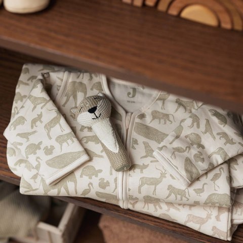 Jollein śpiworek niemowlęcy do spania całoroczny z odpinanymi rękawami ANIMALS OLIVE GREEN 70 cm