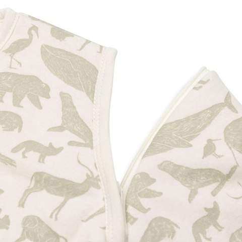 Jollein śpiworek niemowlęcy do spania całoroczny z odpinanymi rękawami ANIMALS OLIVE GREEN 70 cm