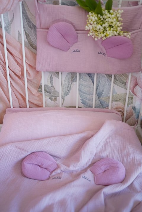 Hi Little One poszewka na pościel dla niemowląt z oddychającej organicznej BIO bawełny MOUSE Baby Pink/Blush