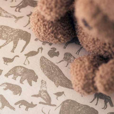 Jollein prześcieradło do kosza/kołyski/gondoli/łóżeczka 90x50 cm ANIMALS Olive Green