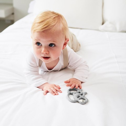 Matchstick Monkey Mini gryzak silikonowy sensoryczny ze szczoteczką Grey