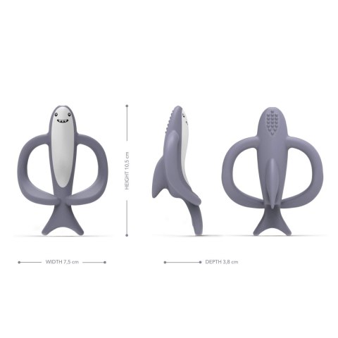 Matchstick Monkey gryzak silikonowy sensoryczny z mini szczoteczką Animals Shark