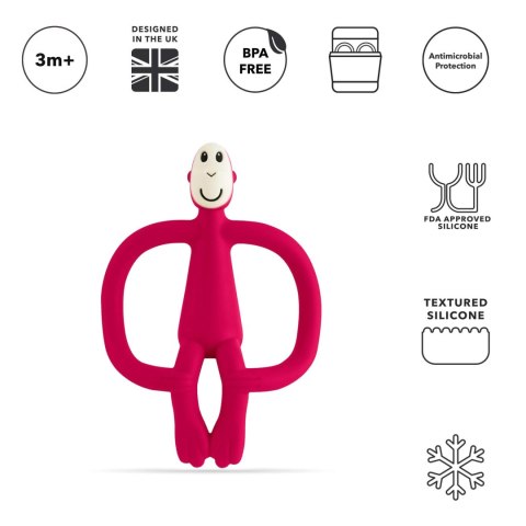 Matchstick Monkey gryzak silikonowy sensoryczny ze szczoteczką Czerwony