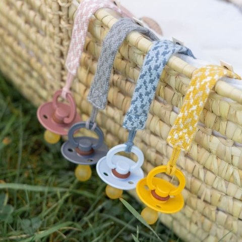 BIBS PACIFIER BRAID PETROL & BABY BLUE zawieszka do smoczków 100% organic cotton