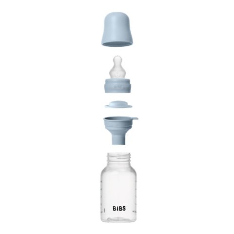 BIBS BUTELKA PLASTIC PP ze smoczkiem antykolkowym z silikonu medycznego poj. 150 ml BABY BLUE