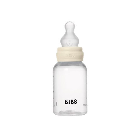 BIBS BUTELKA PLASTIC PP ze smoczkiem antykolkowym z silikonu medycznego poj 150 ml IVORY