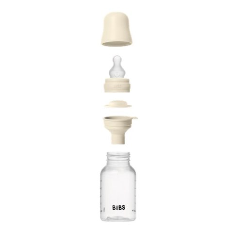 BIBS BUTELKA PLASTIC PP ze smoczkiem antykolkowym z silikonu medycznego poj 150 ml IVORY