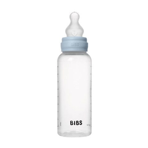 BIBS BUTELKA PLASTIC PP ze smoczkiem antykolkowym z silikonu medycznego poj. 270 ml BABY BLUE