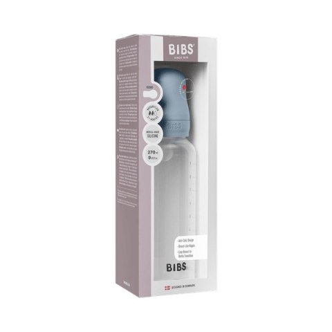 BIBS BUTELKA PLASTIC PP ze smoczkiem antykolkowym z silikonu medycznego poj. 270 ml BABY BLUE