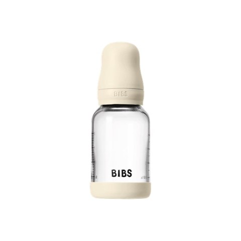 BIBS BUTELKA SZKLANA ze smoczkiem antykolkowym z kauczuku naturalnego poj 120 ml IVORY