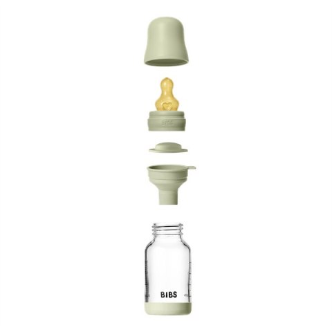 BIBS BUTELKA SZKLANA ze smoczkiem antykolkowym z kauczuku naturalnego poj 120 ml SAGE