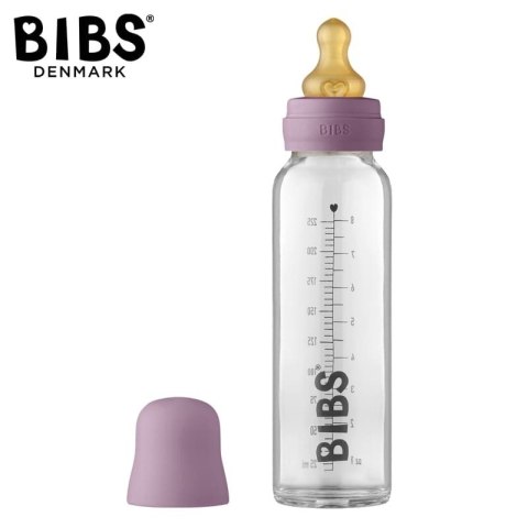 BIBS BUTELKA SZKLANA ze smoczkiem antykolkowym z kauczuku poj 225 ml MAUVE