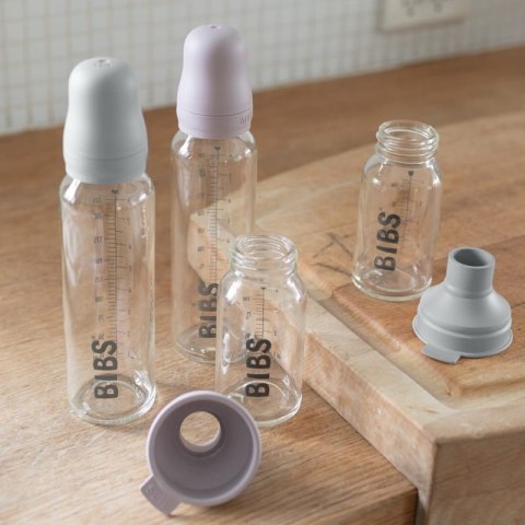 BIBS BUTELKA SZKLANA ze smoczkiem antykolkowym z kauczuku poj 225 ml MAUVE