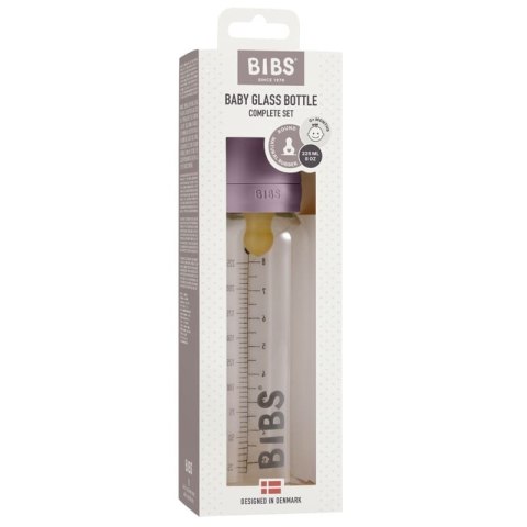 BIBS BUTELKA SZKLANA ze smoczkiem antykolkowym z kauczuku poj 225 ml MAUVE